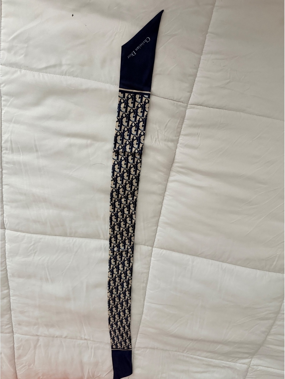 Christian Dior J'Adior Silk Scarf Wrap Navy Blue Beige